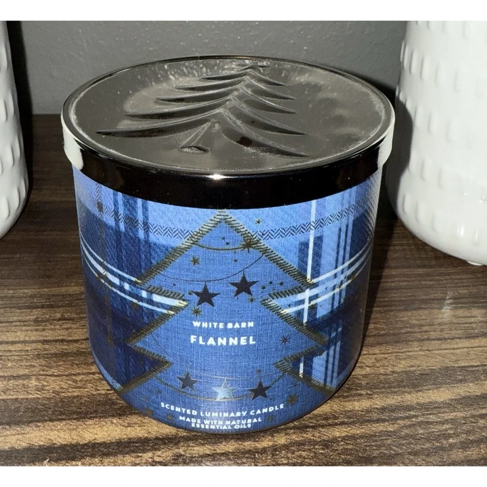 NEW Bath & Body Works Flannel 3 Three Wick Scented Candle Glass Jar‎ 14.5oz BBW